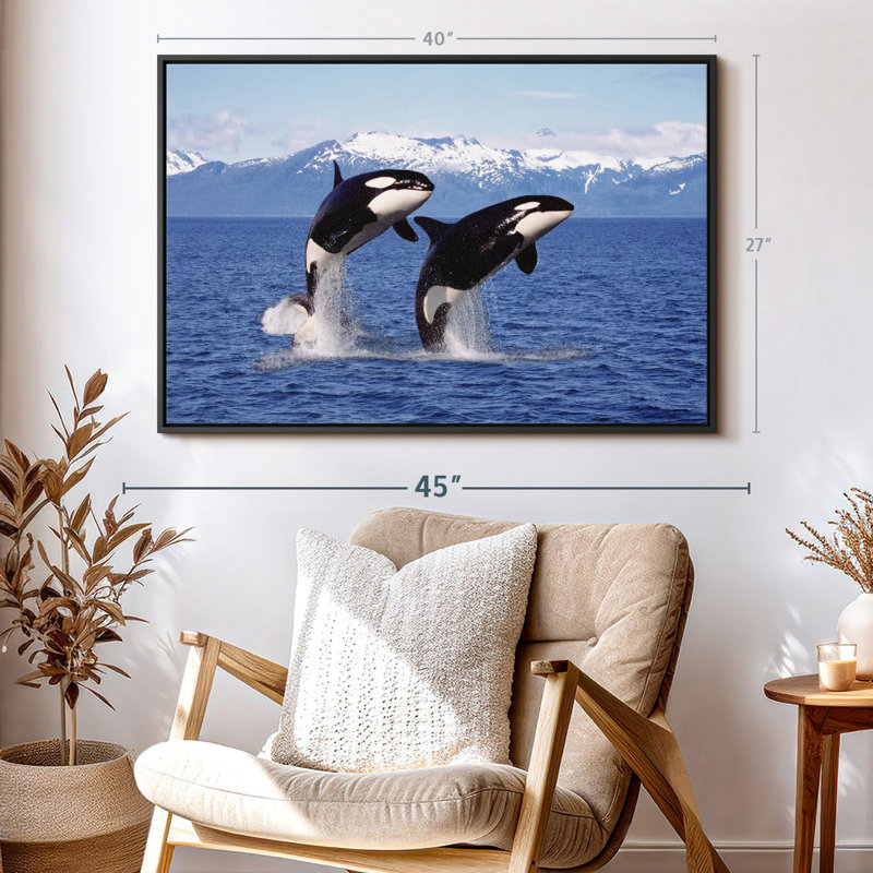" Jumping Couple Orcas Wall Art ", 27" H x 40" W
