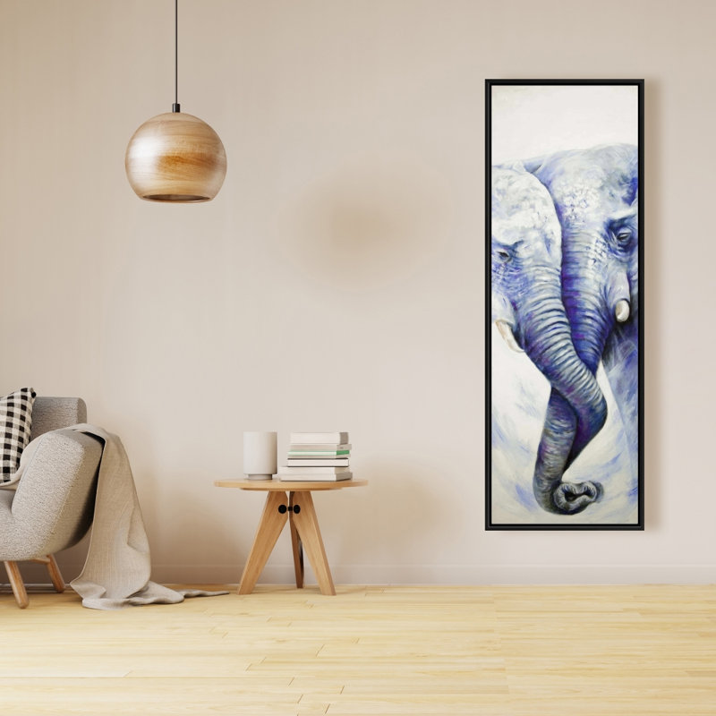 "Couple d'éléphants s'aimant" sur toile