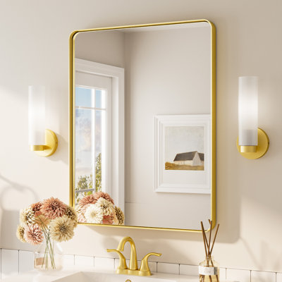 Bathroom Mirror with 1.2" Thick Aluminum Alloy Frame,Wall Mirror with Tempered Glass,Accent Mirror for Entryway,Dining Room,Bedroom