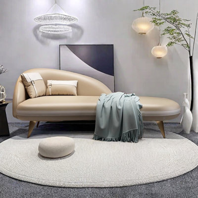 Faux leather chaise longue solid wood frame