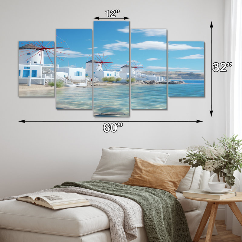 Reproduction de 5 pièces «Grèce Serenity In Mykonos» sur toile