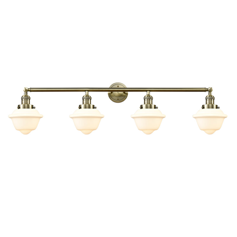Geddes 4 - Light Dimmable Vanity Light, 3.5 Watt Vintage LED Bulb, Seedy, Antique Brass