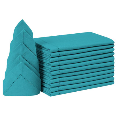 Teal Cloth Napkins with Mitered Corners for Weddings