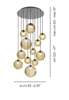 Puppet 12 - Light Pendant, Amber Transparent, Matte Black