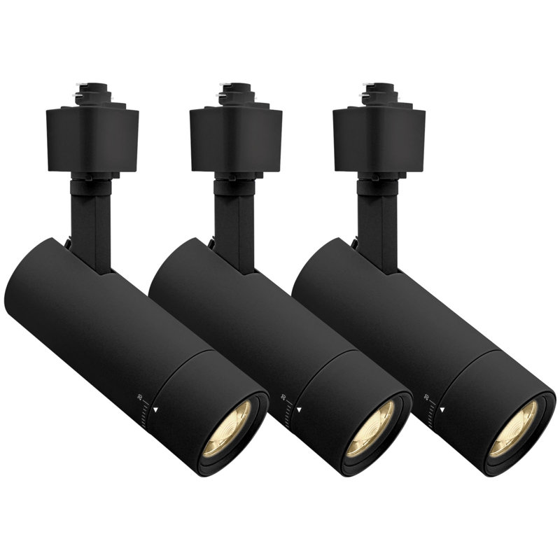 Éclairage sur rail à DEL 2 pouces Luxrite, 5CCT, CRI90, 10W, 700LM, à intensité variable, inclinaison 358 ° + 90 °, faisceau 20 ° -50 °, éclairage sur rail H, ETL, paquet de 3 noir