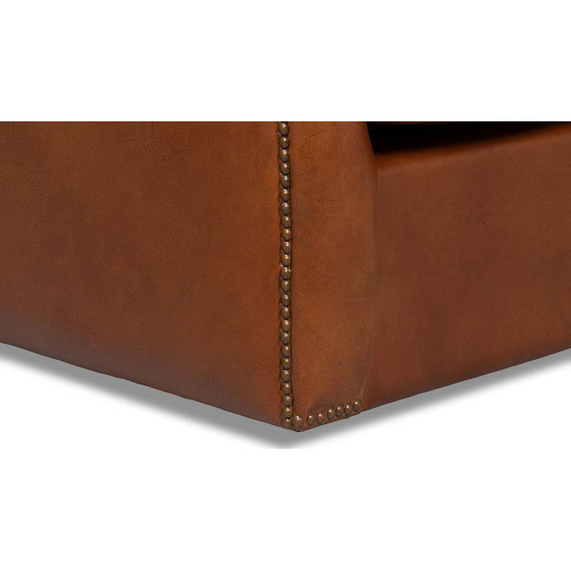 Baker Swivel Club Chair, Dark Brown Genuine Leather
