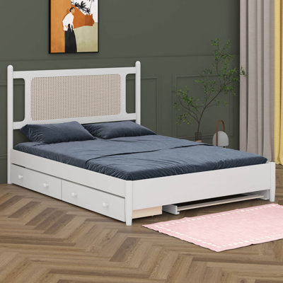 Suez Panel Headboard Design Bed with Drawers