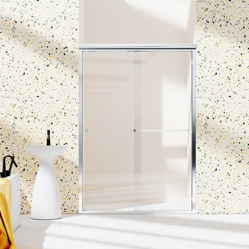 44"-48"W*72" H Semi-Frameless Double Sliding Shower Door, Bypass Shower Door, 1/4" (6Mm) Thick SGCC Tempered Glass Door