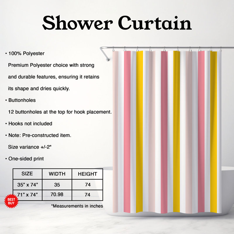 Rideau de douche Rosy, H 74 po x l 71 po