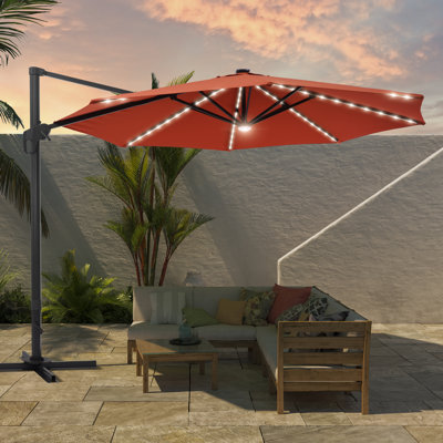 Parasol en porte-à-faux éclairé avec manivelle 132 po Agace inclus