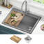 Évier de cuisine à simple cuve à montage sur plan en granite 28 po KRAUS Bellucci avec accessoires-86781491-86781489