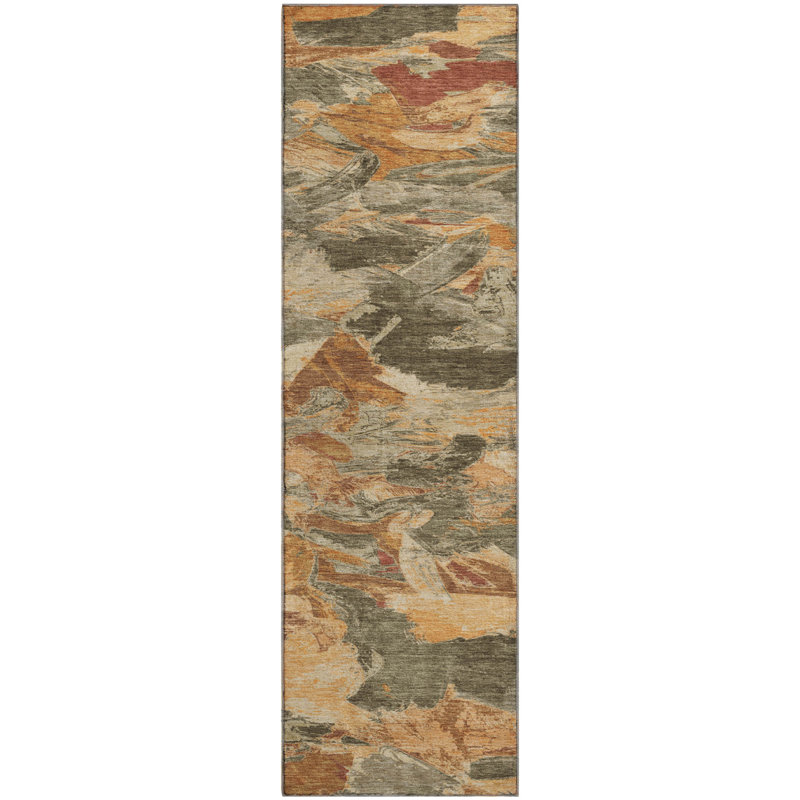 Premium Machine Washable Kumbhar AMF1344 Abstract Rug, Runner 2'3" x 7'6"