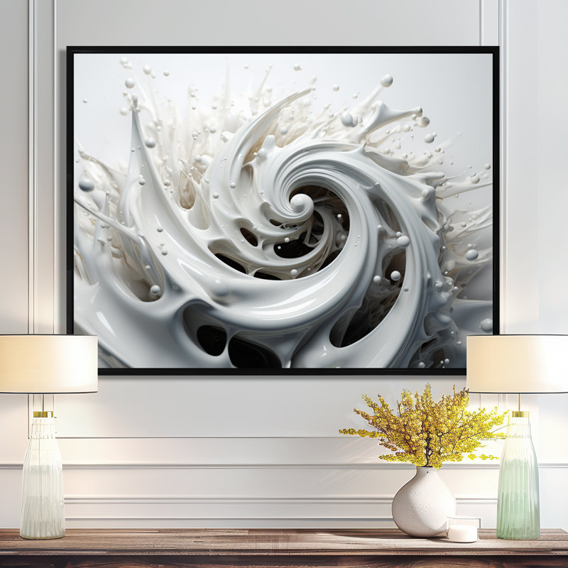 Liquide, tourbillon de tourbillon noir et blanc II - spirales abstraites, art mural, H 30 po x l 40 po x P 1,5 po