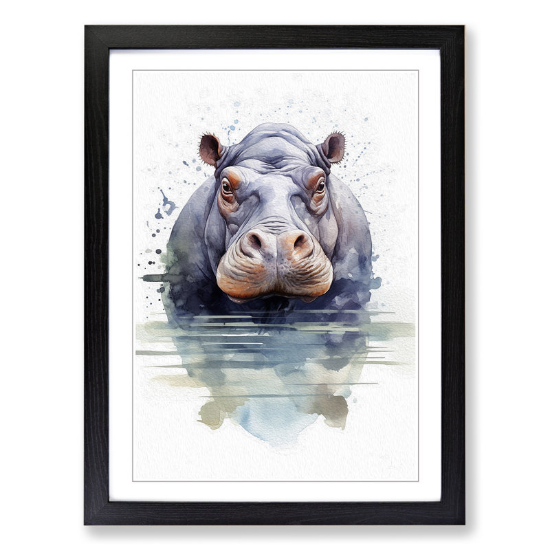 Hippo Geometric Art - Framed Print