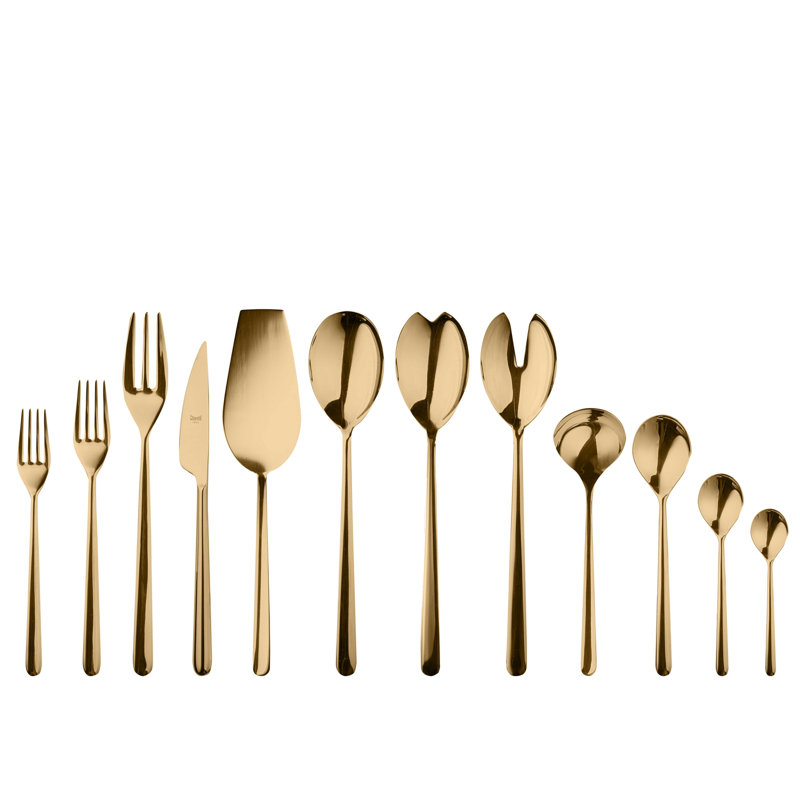 Linea Flatware Set - 67 Pieces - Gold, Gold