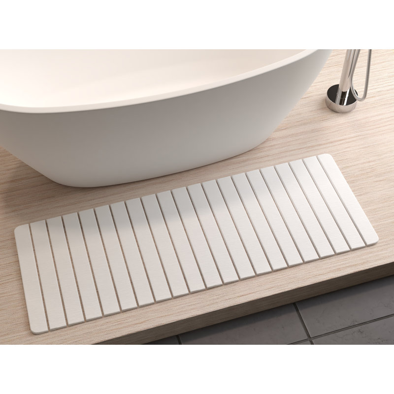Tapis de bain Diatomite Stone, Blanc, Très grand L 58 po x l 21 po