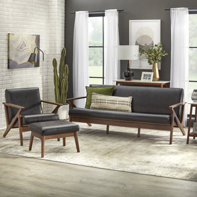 Choudhury 3 - Piece Faux Leather Living Room Set