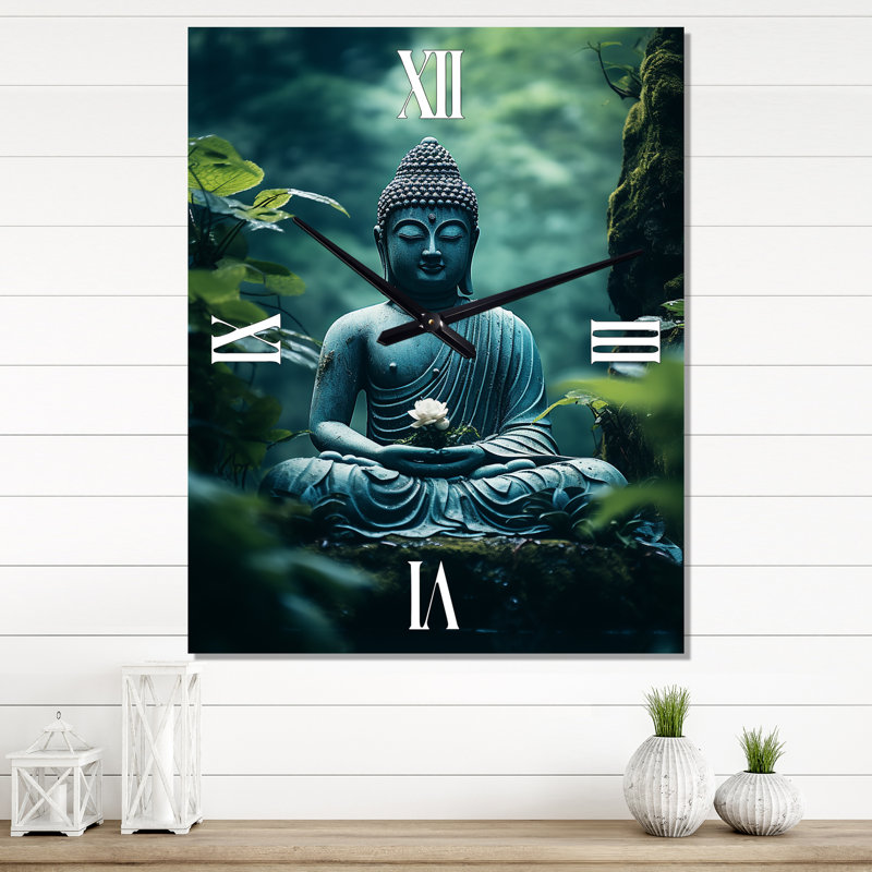Horloge murale bouddhisme bleu sarcelle bouddhas Serenity I, Grand