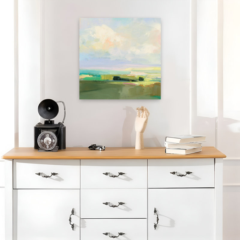 Ciel d'été contemporain iv avec art abstrait bleu, H 18 po x l 18 po