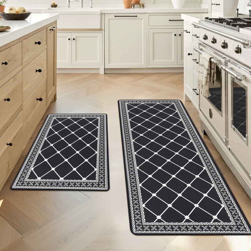 Tapis et tapis de cuisine Arleht, Noir, Tapis de couloir 17 po x 28 po + 17 po x 48 po