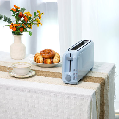 Blue 2-Slice Slim Toaster - 10" Long Slot For Bagels & Artisan Bread, 6 Shade Settings, Cancel/Reheat/Defrost, Removable Crumb Tray, Auto Shut-Off