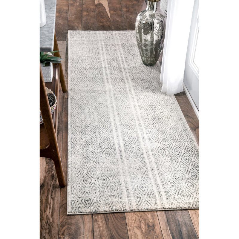 Warleigh Geometric Gray Area Rug, Runner 2'8" x 8'