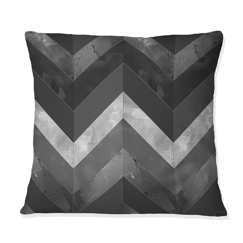Dark Gray Chevron - Modern Throw Pillow, 16"H x 16"W