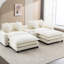 Canapé modulaire en chenille beige de 111 po avec deux repose-pieds amovibles, coussin double, hublots, porte-gobelets, grand rangement et 4 coussins décoratifs pour le salon, beige, coussins décoratifs cachés, respirant-179543766