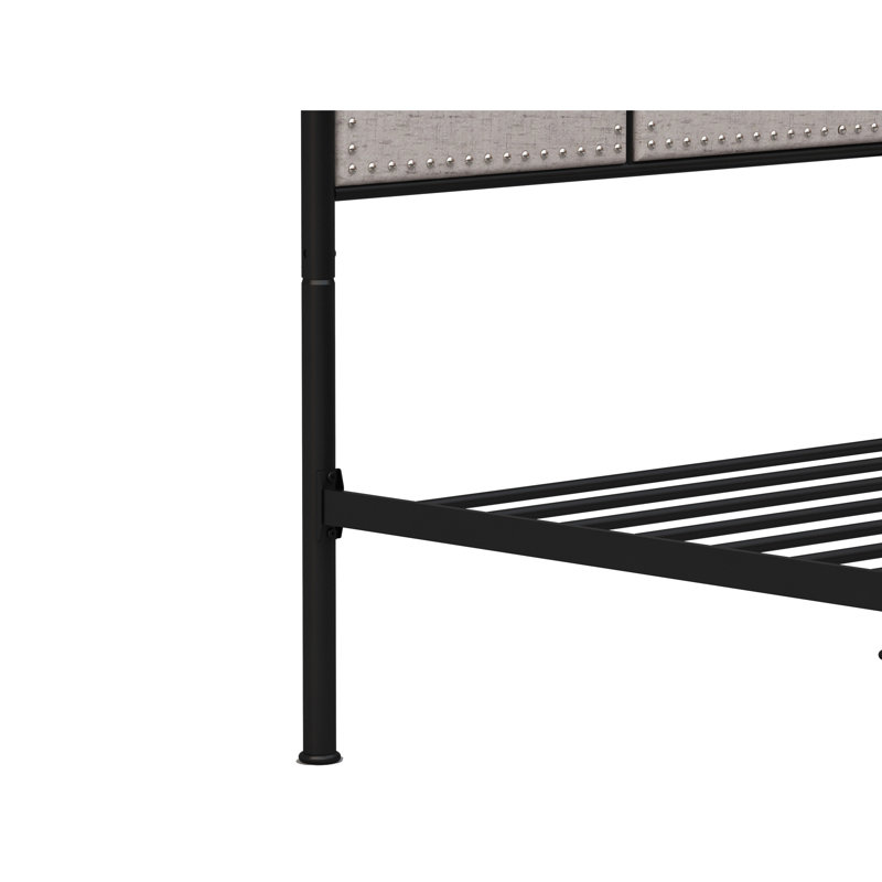 Linen Upholstered Twin Metal Bed Frame With Headboard And - Modern Bedroom Decor, Build, Quiet Sleep, Easy To Assemble, No Box Spring Requirement, Beige, 250 Lbs Max Weight Fabric & , Comfy,