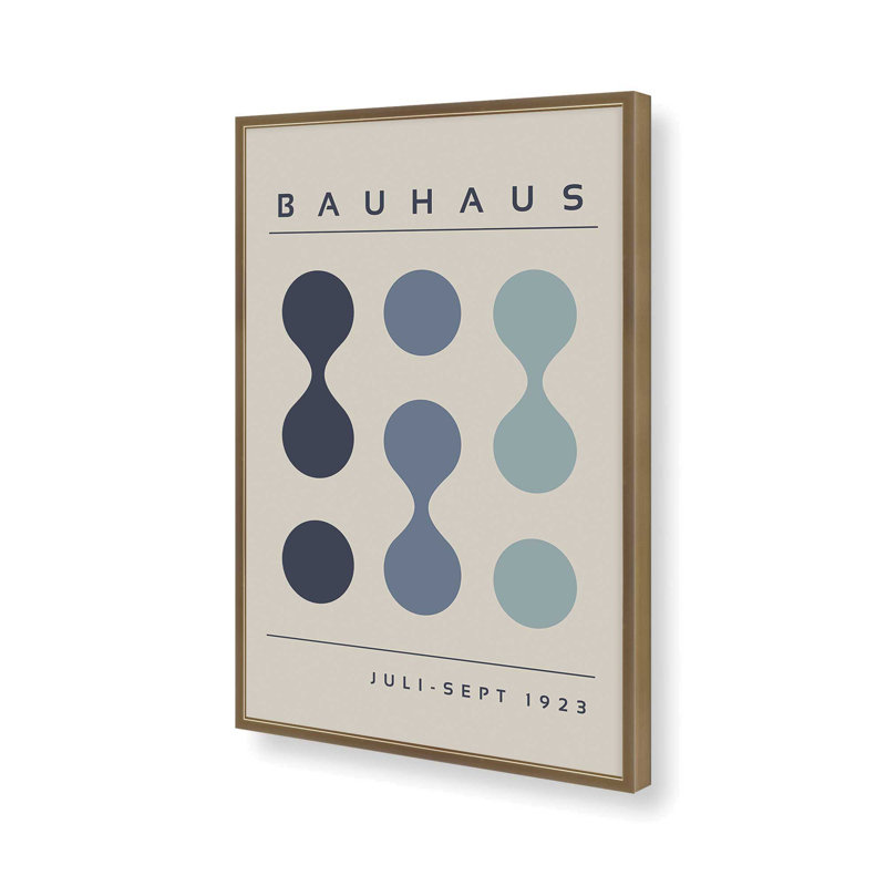 Imprimé Midhaus Bauhaus, Reproduction encadrée sans passe-partout, Or brossé, H 15,25 po x l 12,25 po x P 1,25 po