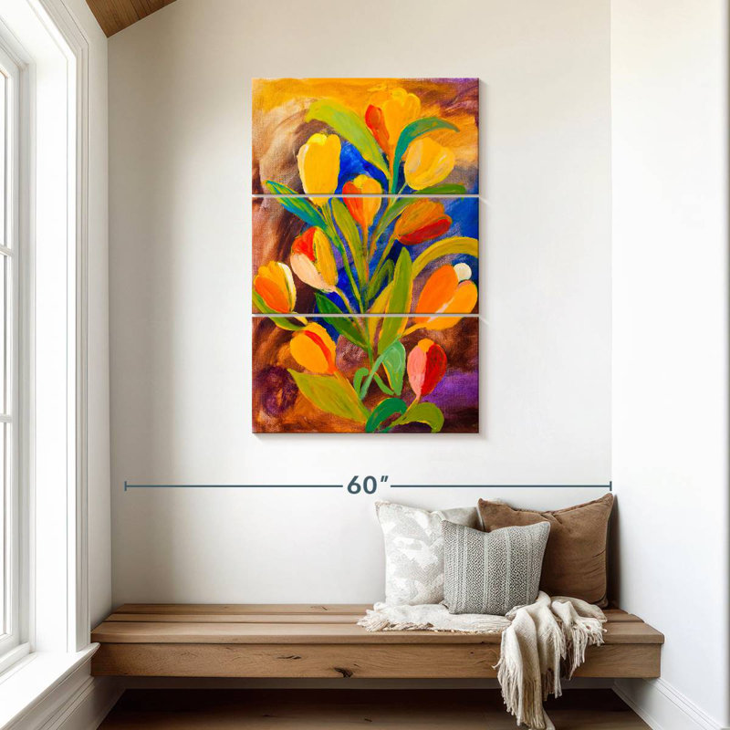Avery gracieuses fleurs abstraites, H 45 po x l 28 po