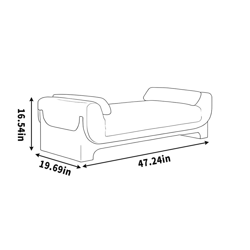 Vestiaire simple rembourré à bande longue, H 16,54 po x l 47,24 po x P 19,69 po
