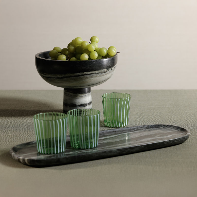 Oval Marble Serving Tray, Black Panda