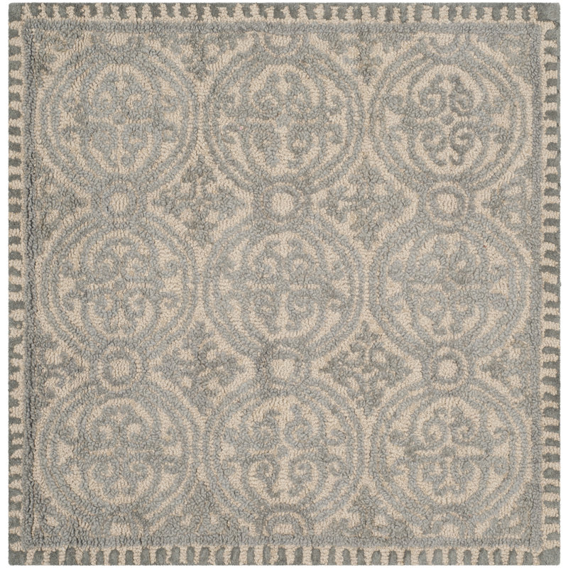 Sadik Cambridge Hand Tufted Wool Geometric Rug, Square 4'