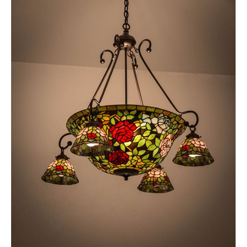 Tiffany Rosebush 10 - Light Chandelier