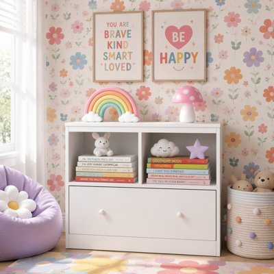 Rangement pour jouets pour enfants avec grand tiroir et bibliothèque basse, armoire en bois pour chambre d'enfant et salle de jeux