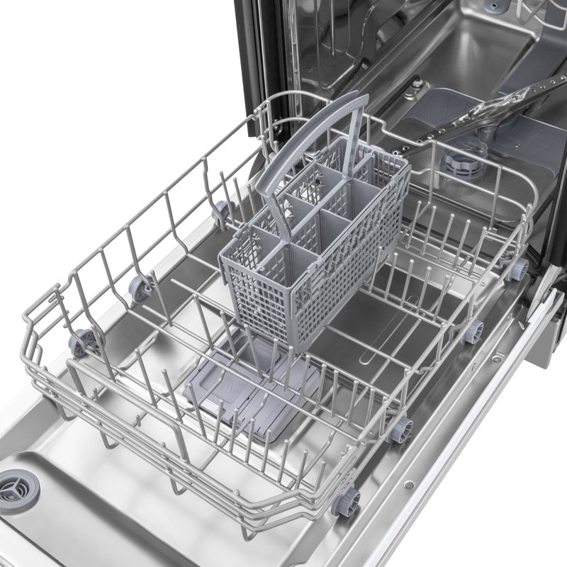 ZLINE 18 in. Compact Top Control Built-In Dishwasher with Stainless Steel Tub and Modern Style Handle, Blue Gloss, Modern