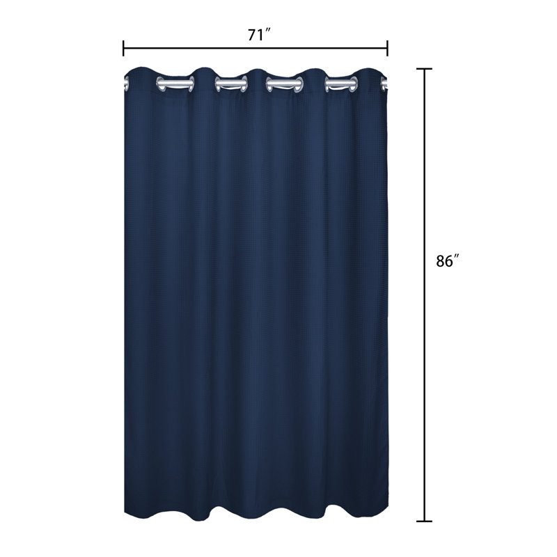 Rideau de douche gaufré Duppstadt, Bleu marine, H 86 po x l 71 po