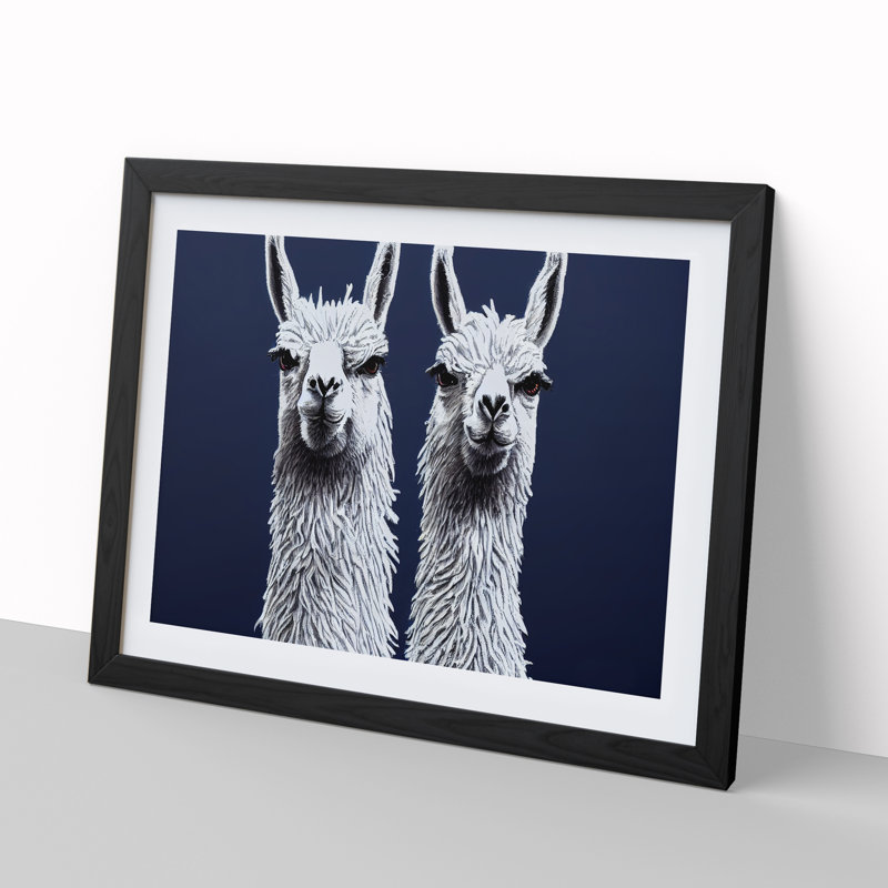 XH1022-9016X The Two Llamas Vol.2 - Single Picture Frame Print, 25cm H x 34cm W x 2cm D, Black Framed