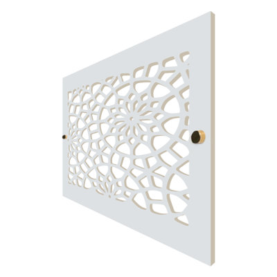 Stellar Air White Wall And Ceiling Registers With Brass Screws- 6x16 (Duct Opening) 8x18 Overall Size - Floral