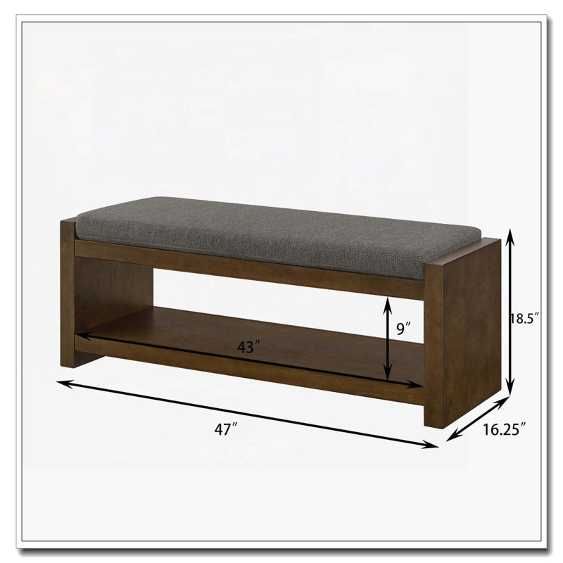 Bench with Lower Shelf Shoe Rack, Granite