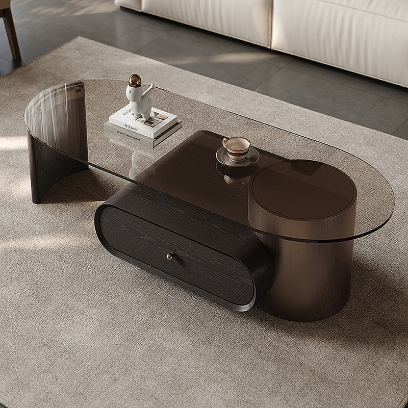 Table basse italienne en verre trempé télescopique