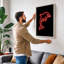 Neon Dolphin Leap Minimalist - Wrapped Canvas-574904904-574904927