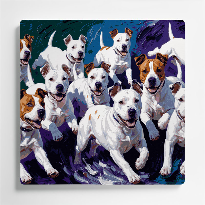 «Bulls» miniature, art mural mauve en métal, H 16 po x l 16 po