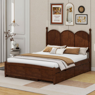 Grand lit plateforme avec 2 grands tiroirs, lit gigogne simple TG