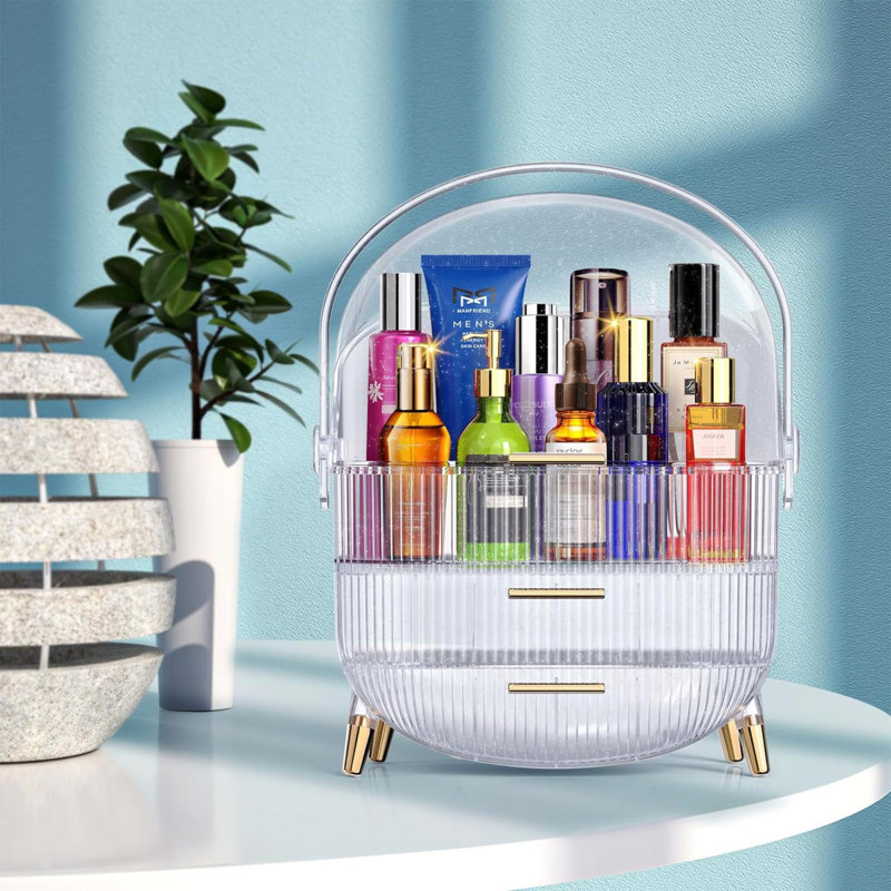 Organisateur de maquillage en plastique 2 compartiments Kerriana, Blanc