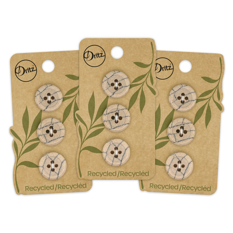Dritz Recycled Polyester Round Button, 18mm, Beige-camel, 9 Buttons