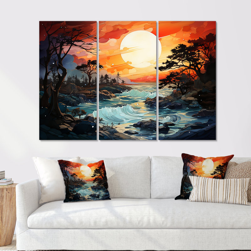 «Storms Sunrise Landscape II - Storms», ensemble d'art mural sur toile, Toile tendue, H 40 po x l 60 po x P 1 po