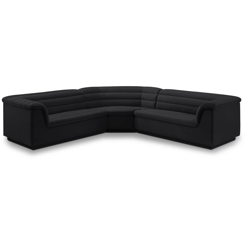 Canapé modulaire rembourré 148 po Iyaunna, Velours noir