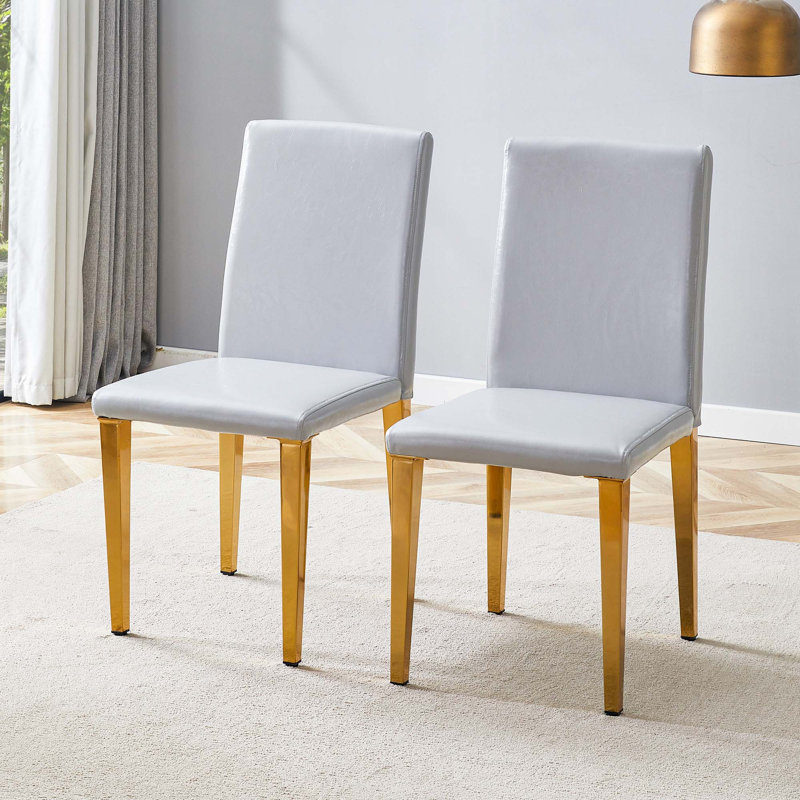 Chaises de salle à manger en lin, 2, Doré